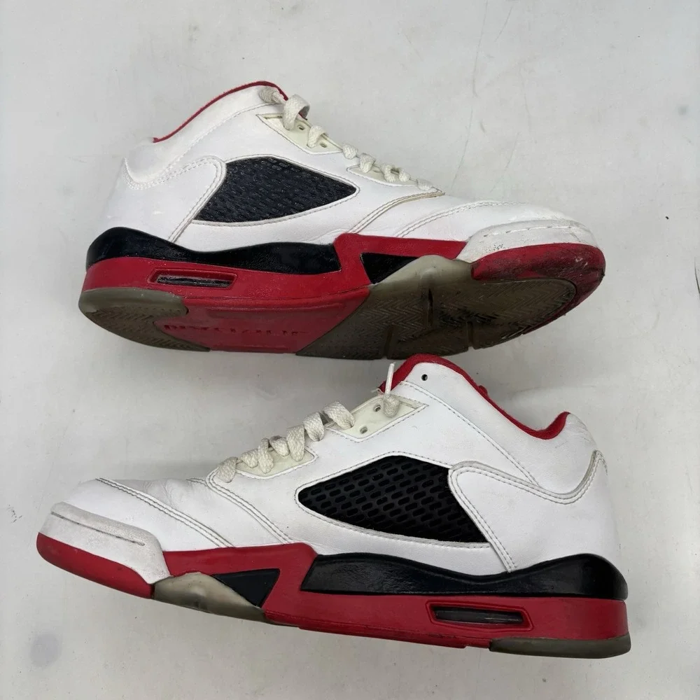 Air Jordan 5 Retro 2016 Low Fire Red Shoes Mens 9 Lace Up White Sneaker Sports